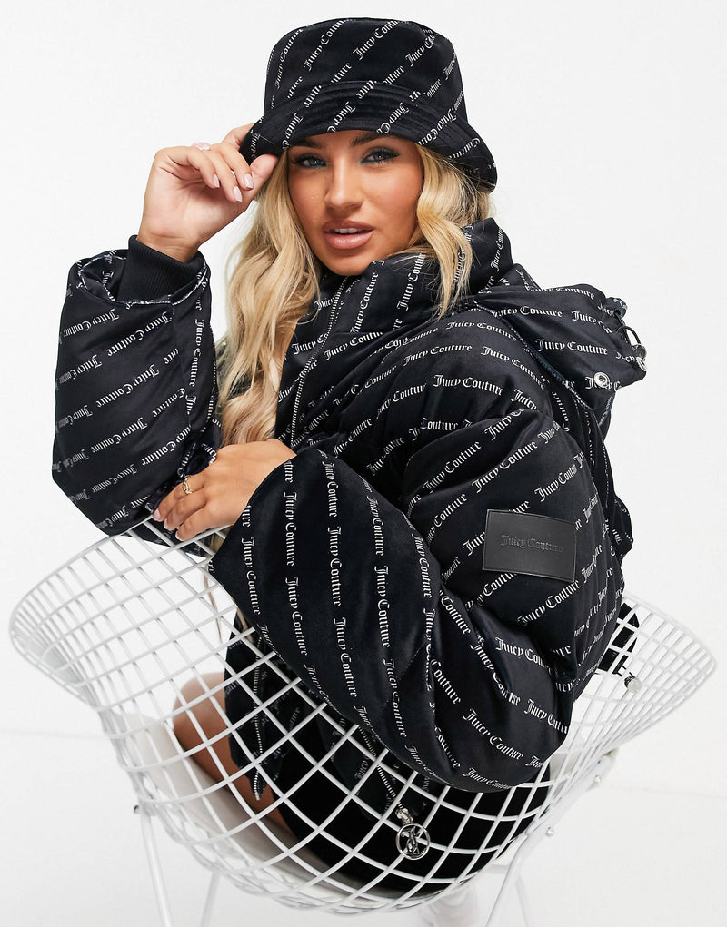 Juicy Couture × ASOS printed puffer jacket in black