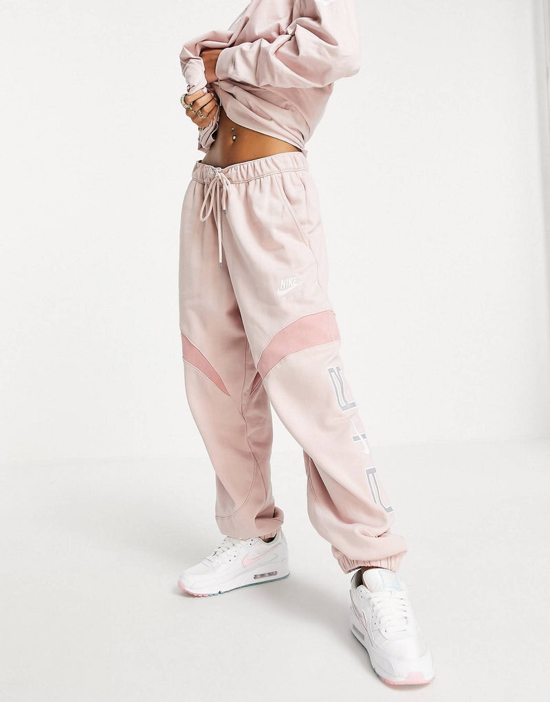 Nike Air oversized fleece joggers in pink oxford