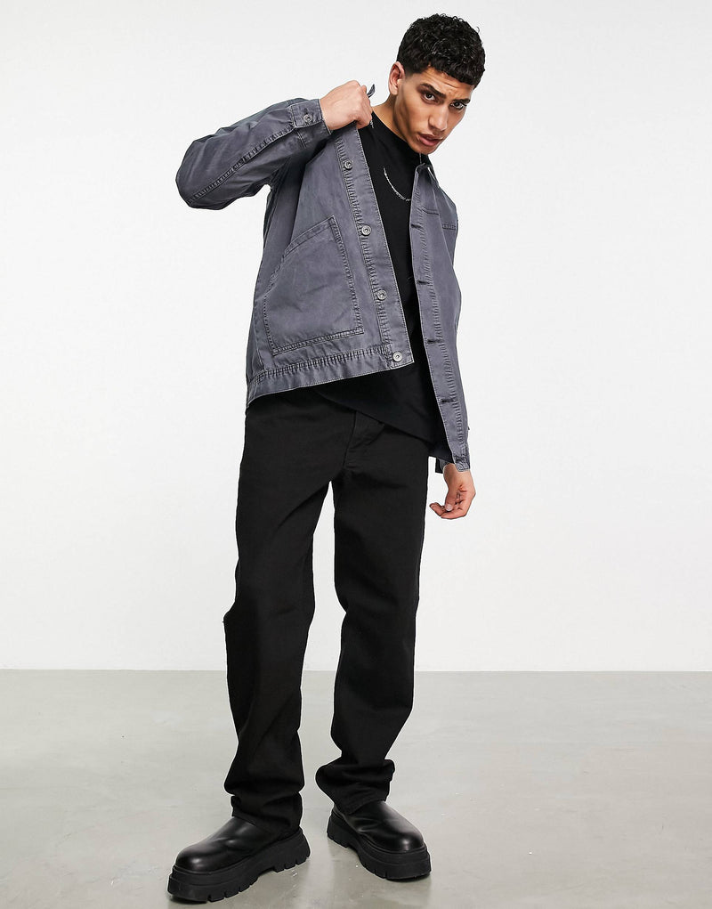 Topman western jacket with stone wash in black