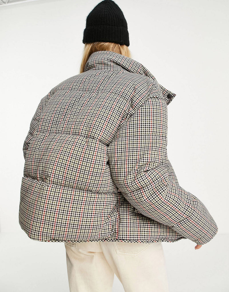 Tommy Jeans flag logo padded jacket in check