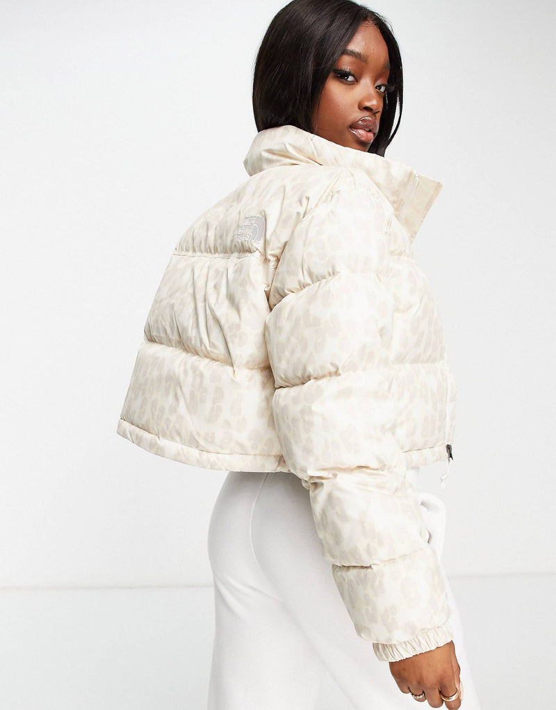 The North Face Nuptse cropped printed jacket in cream