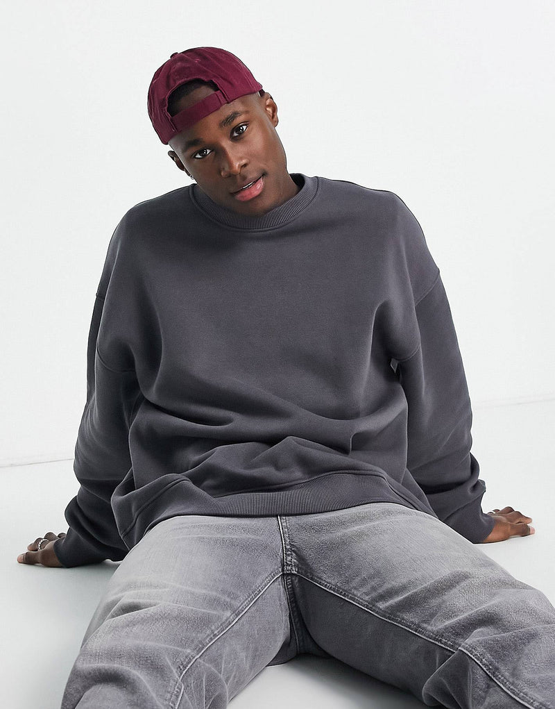 Topman extreme oversized sweatshirt in charcoal