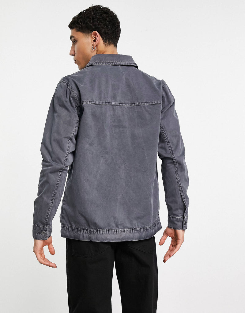 Topman western jacket with stone wash in black