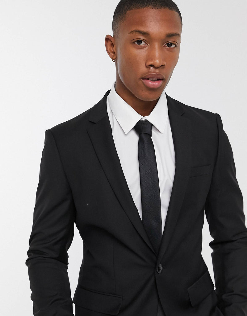 Topman skinny suit in black