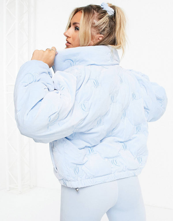 Juicy Couture  monogram logo puffer jacket in blue