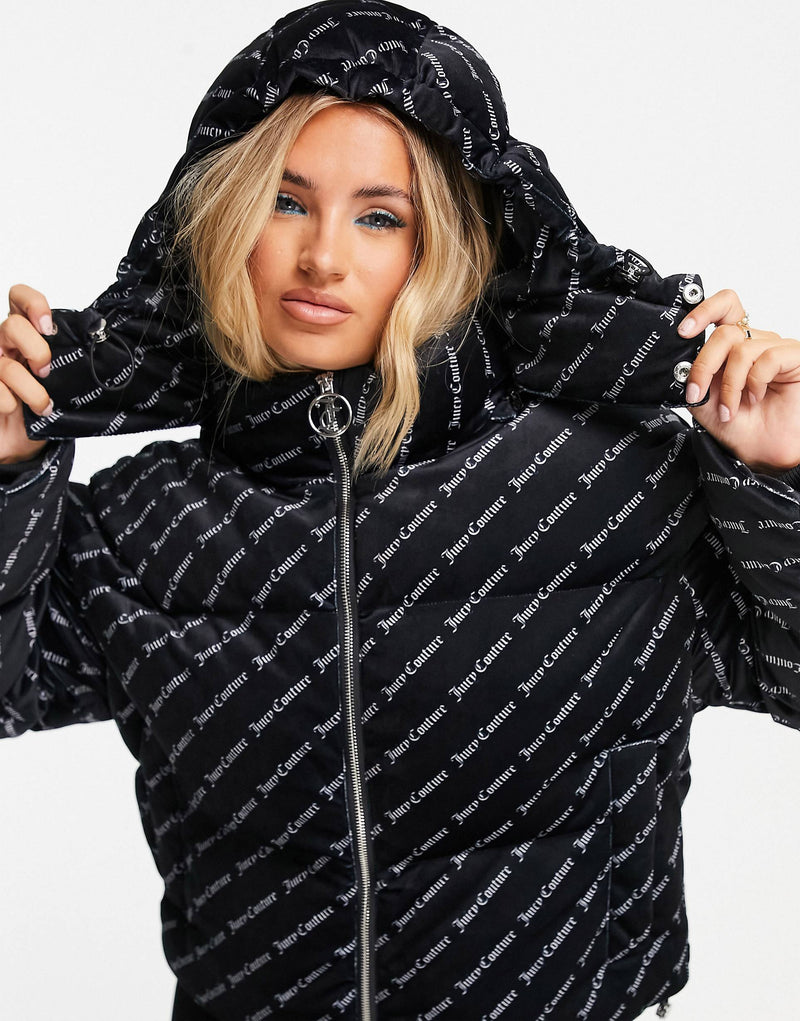 Juicy Couture × ASOS printed puffer jacket in black