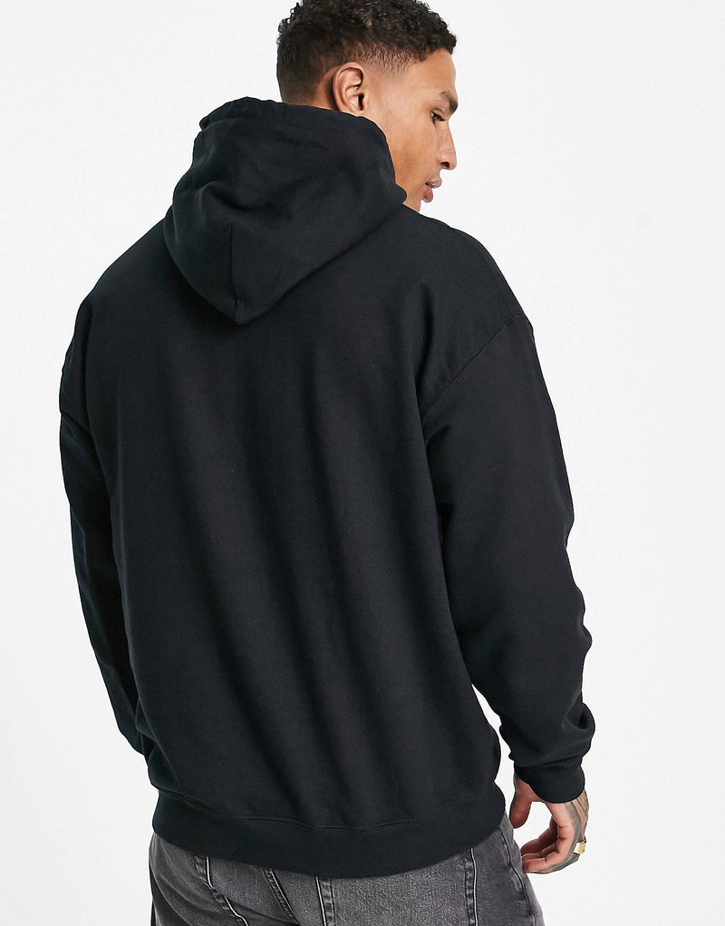 Topman oversized hoodie with photographic rose print in black BLACK SIZE