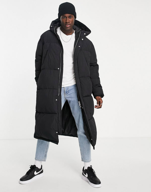 Topman tech short parka in black