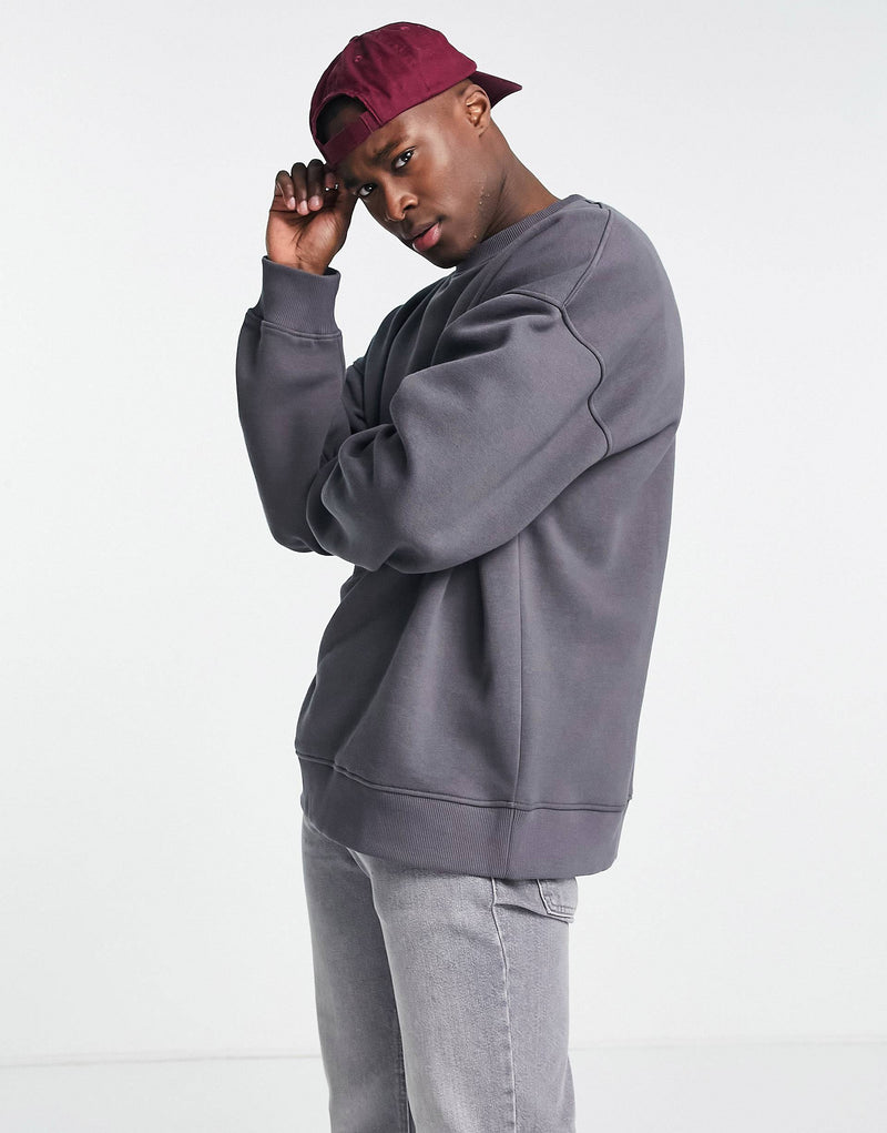 Topman extreme oversized sweatshirt in charcoal