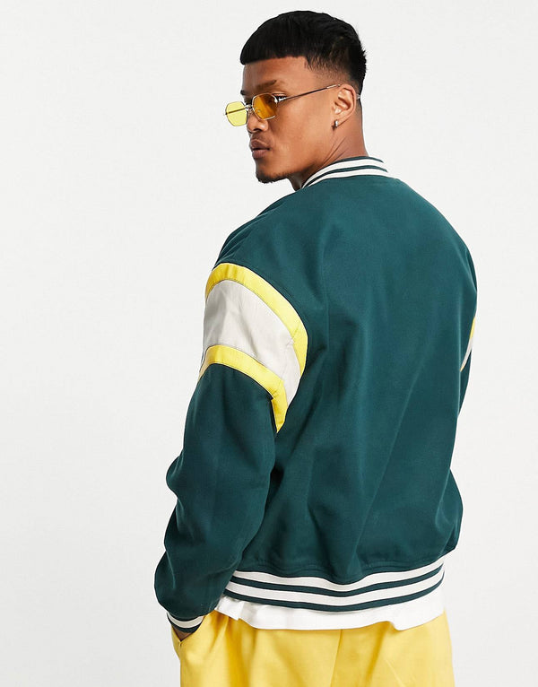 ASOS DESIGN oversized wool mix varsity bomber jacket