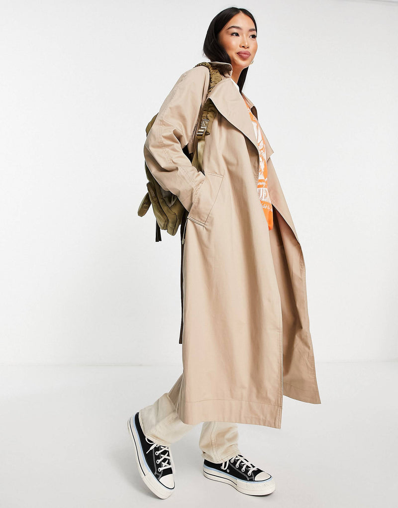 Forever New tie waist trench mac coat in stone